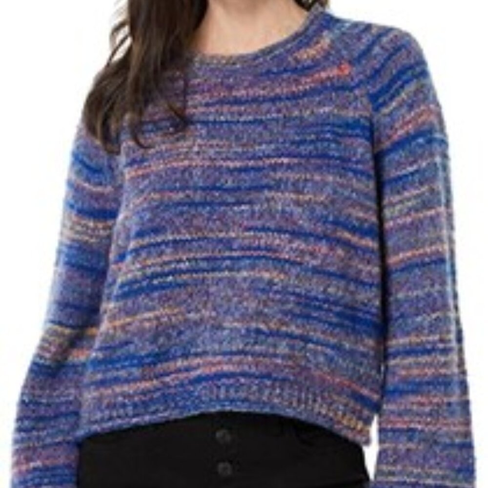 Madewell Kersdale Space Dye Purple Marl Knit Crop Sweater, size M